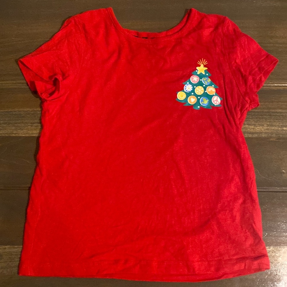 Girls Old Navy Red Christmas Tree Shirt